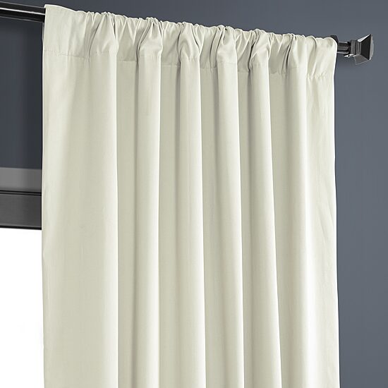 Exclusive Fabrics & Furnishing Solid 100% Cotton Rod Pocket Back Tab Energy Saving 100% Blackout Single Curtain Panel