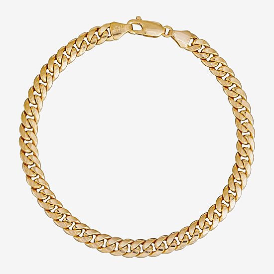 Made in Italy Mens 14K Gold 8 Inch Semisolid Curb Chain Bracelet