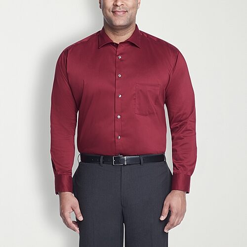 Van Heusen Big and Tall Ultra Flex Mens Regular Fit Wrinkle Free Long Sleeve Dress Shirt, 18 35-36, Red