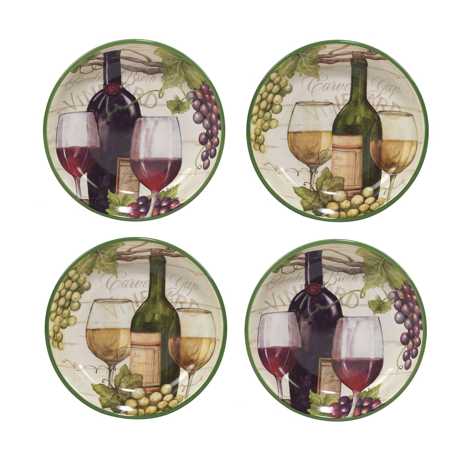 Certified International Meadow Brook Vineyard 4-pc. Earthenware Soup Bowl