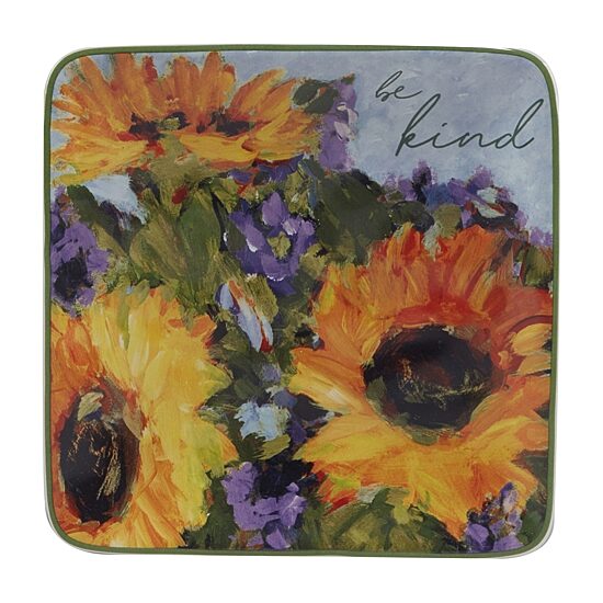 Certified International Sunflower Bouquet Canape 4-pc. Earthenware Appetizer Plate
