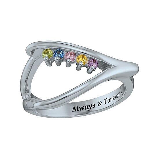 Personalized Birthstone Wishbone Ring 
