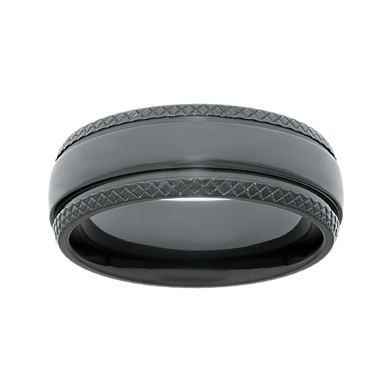 Mens Black Zirconium Wedding Band
