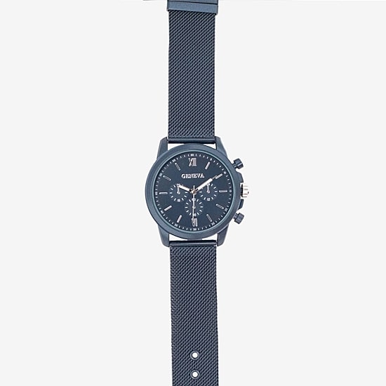 Geneva Mens Blue Stainless Steel 2-pc. Watch Boxed Set Mac7093jc