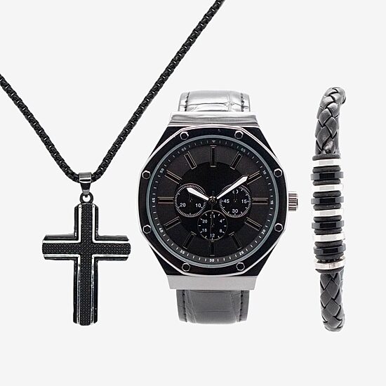 Mens Black 3-pc. Watch Boxed Set Mac7097jc
