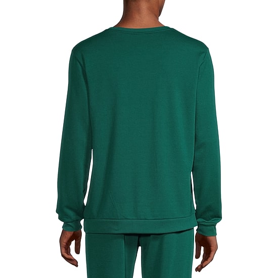 Mens Fleece Round Neck Long Sleeve 2-pc. Pajama Set