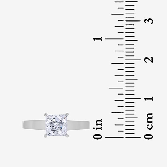 Womens 2 CT. T.W. White Zirconia Sterling Silver Square Solitaire Cocktail Ring