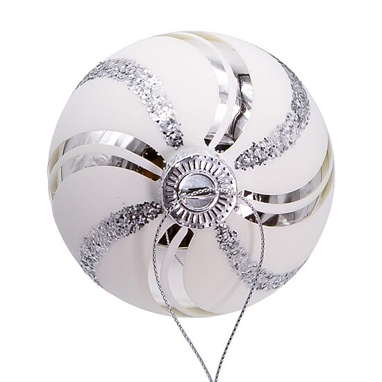 Kurt Adler 80mm Glass White Swirl Ball 6-pc. Christmas Ornament