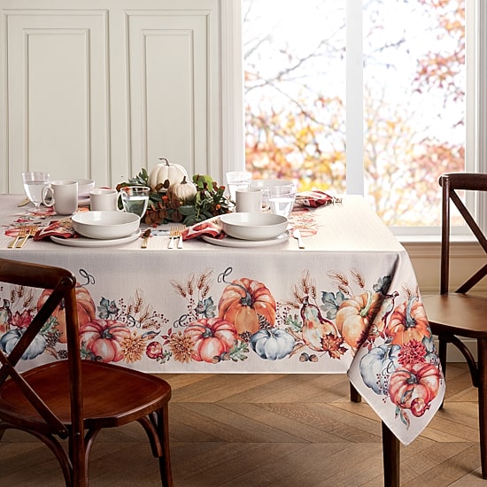 Threadmade Botanical Harvest Pumpkin Tablecloth