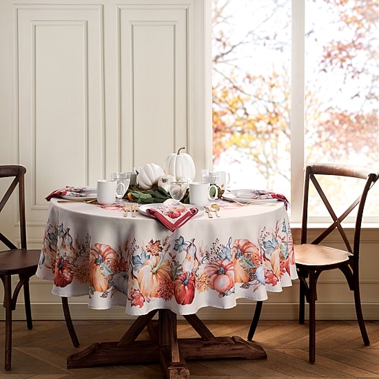 Threadmade Botanical Harvest Pumpkin Tablecloth