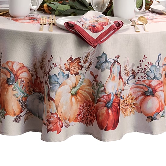 Threadmade Botanical Harvest Pumpkin Tablecloth
