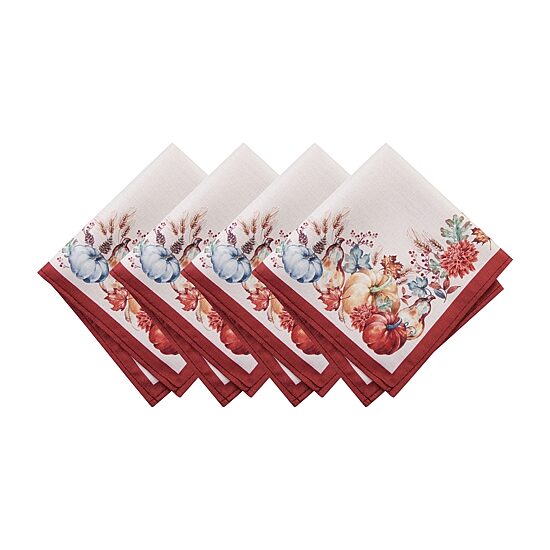 Threadmade Botanical Harvest Pumpkin 4-pc. Napkins