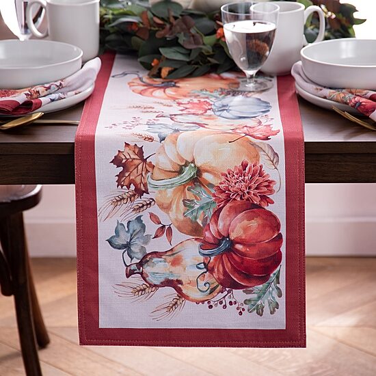Threadmade Botanical Harvest Pumpkin Table Runner