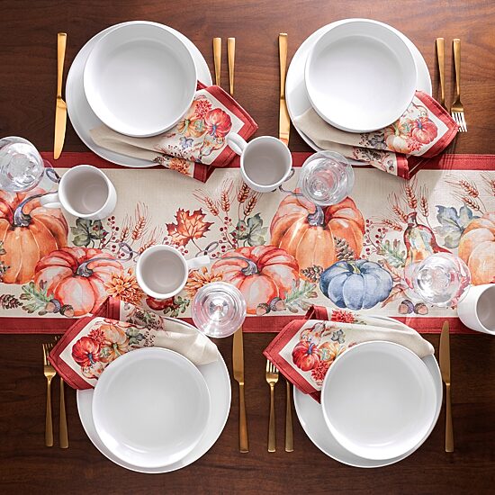 Threadmade Botanical Harvest Pumpkin Table Runner