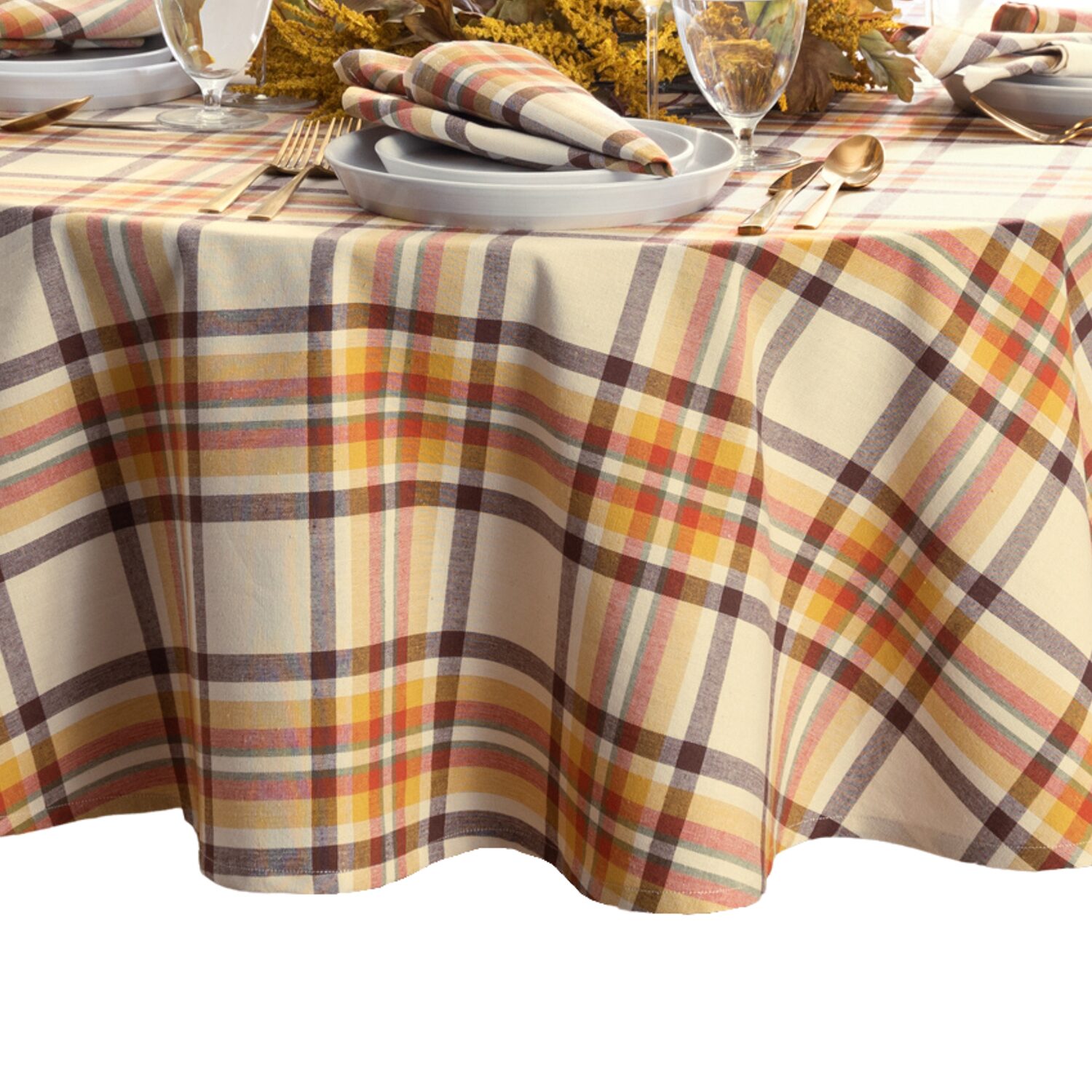 Threadmade Harvest Russet Plaid Tablecloth