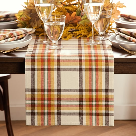 Threadmade Harvest Russet Plaid Table Runner