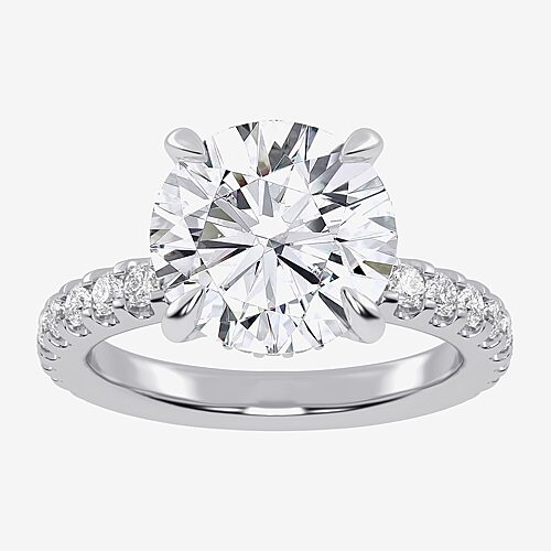 (G-H / Vs2-Si1) Womens 4 1/2 CT. T.W. Lab Grown White Diamond 14K Gold Round Side Stone Engagement Ring, 9, White