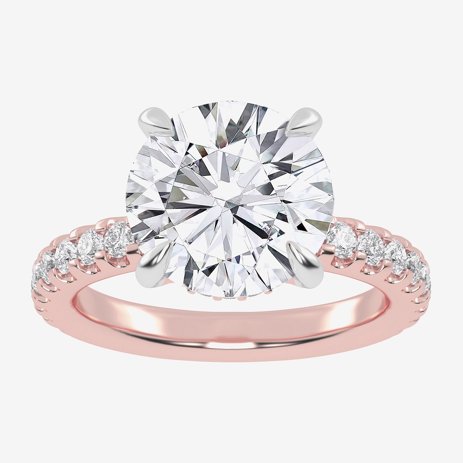 (G-H / Vs2-Si1) Womens 4 1/2 CT. T.W. Lab Grown White Diamond 14K Gold Round Side Stone Engagement Ring