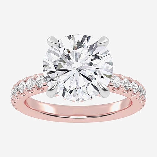 Modern Bride (g-h / Vs2-si1) Womens 4 1/2 Ct. T.w. Lab Grown White Diamond 14k Gold Round Side Stone Engagement R In Rose