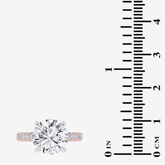 (G-H / Vs2-Si1) Womens 4 1/2 CT. T.W. Lab Grown White Diamond 14K Gold Round Side Stone Engagement Ring