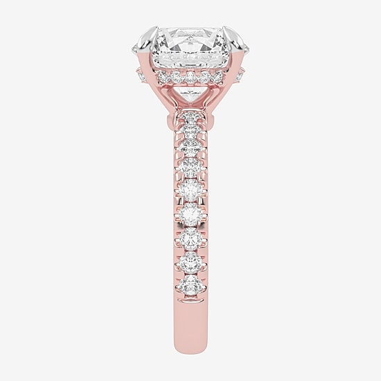 (G-H / Vs2-Si1) Womens 4 1/2 CT. T.W. Lab Grown White Diamond 14K Gold Round Side Stone Engagement Ring