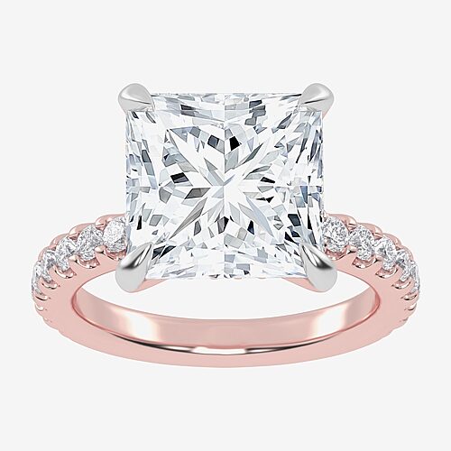 Modern Bride (g-h / Vs2-si1) Womens 4 1/2 Ct. T.w. Lab Grown White Diamond 14k Gold Side Stone Engagement Ring In Pink