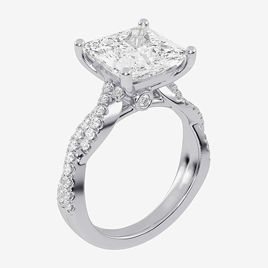 (G-H / Vs2-Si1) Womens 4 1/3 Ct. T.W. Lab Grown White Diamond 14K Gold Side Stone Engagement Ring