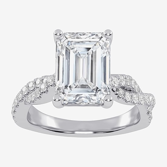 (G-H / Vs2-Si1) Womens 4 1/3 Ct. T.W. Lab Grown White Diamond 14K Gold Side Stone Engagement Ring