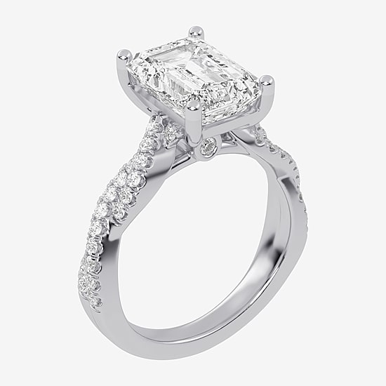 (G-H / Vs2-Si1) Womens 4 1/3 Ct. T.W. Lab Grown White Diamond 14K Gold Side Stone Engagement Ring