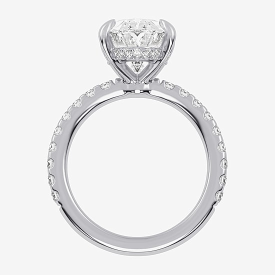 (G-H / Vs2-Si1) Womens 4 1/2 CT. T.W. Lab Grown White Diamond 14K Gold Oval Side Stone Engagement Ring