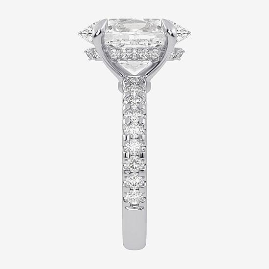 (G-H / Vs2-Si1) Womens 4 1/2 CT. T.W. Lab Grown White Diamond 14K Gold Oval Side Stone Engagement Ring
