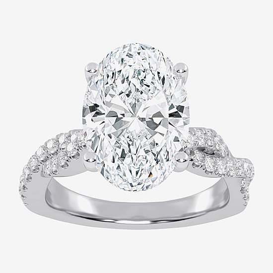 (G-H / Vs2-Si1) Womens 4 1/3 Ct. T.W. Lab Grown White Diamond 14K Gold Side Stone Engagement Ring