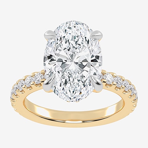 Modern Bride (g-h / Vs2-si1) Womens 4 1/2 Ct. T.w. Lab Grown White Diamond 14k Gold Oval Side Stone Engagement Ri In Yellow