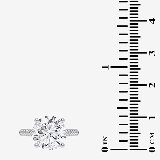 (G-H / Vs2-Si1) Womens 4 1/3 Ct. T.W. Lab Grown White Diamond 14K Gold Round Side Stone Engagement Ring