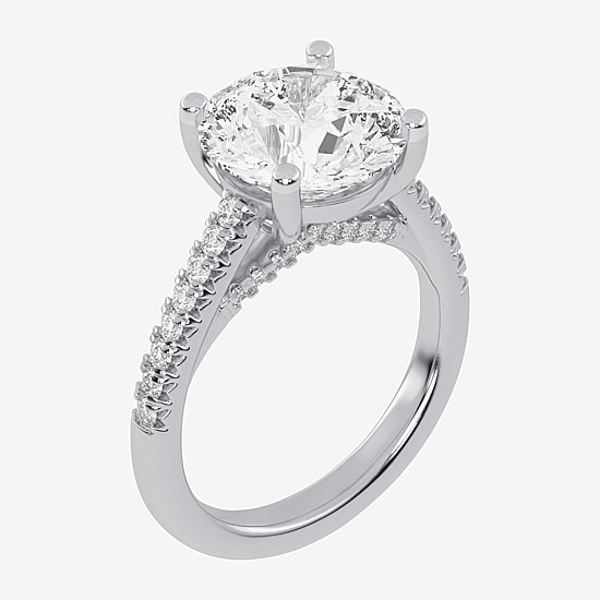 (G-H / Vs2-Si1) Womens 4 1/3 Ct. T.W. Lab Grown White Diamond 14K Gold Round Side Stone Engagement Ring