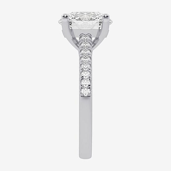 (G-H / Vs2-Si1) Womens 4 1/3 Ct. T.W. Lab Grown White Diamond 14K Gold Round Side Stone Engagement Ring