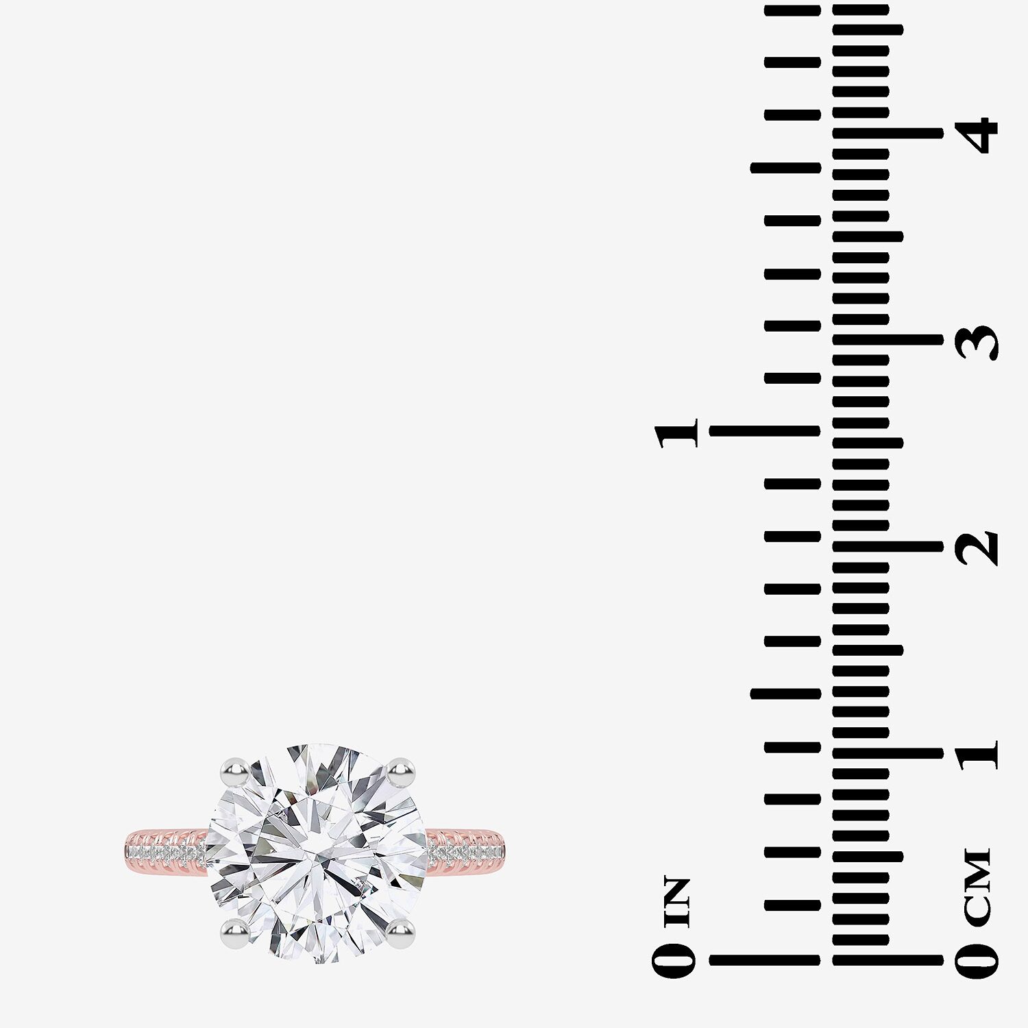 G-H / Vs2-Si1) Womens 1/ CT. T.W. Lab Grown White Diamond 14K Gold Round Side Stone Engagement Ring