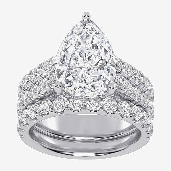 (G-H / Vs2-Si1) Womens 6 CT. T.W. Lab Grown White Diamond 14K Gold Side Stone Bridal Set