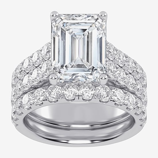 (G-H / Vs2-Si1) Womens 6 CT. T.W. Lab Grown White Diamond 14K Gold Side Stone Bridal Set