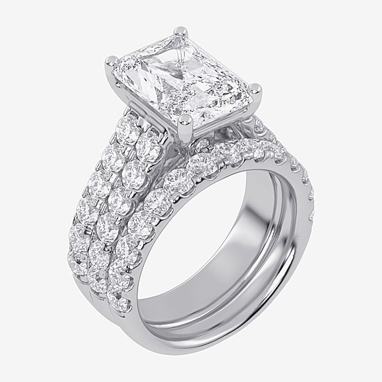 (G-H / Vs2-Si1) Womens 6 CT. T.W. Lab Grown White Diamond 14K Gold Side Stone Bridal Set