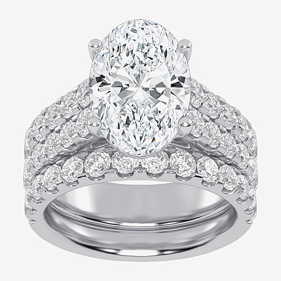 (G-H / Vs2-Si1) Womens 6 CT. T.W. Lab Grown White Diamond 14K Gold Side Stone Bridal Set