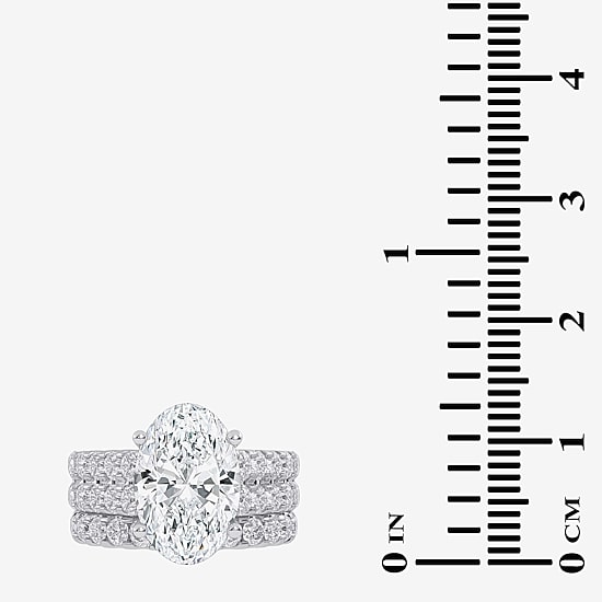 (G-H / Vs2-Si1) Womens 6 CT. T.W. Lab Grown White Diamond 14K Gold Side Stone Bridal Set