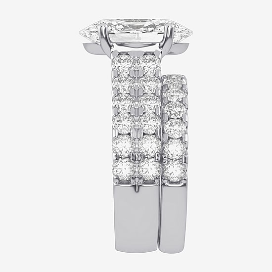 (G-H / Vs2-Si1) Womens 6 CT. T.W. Lab Grown White Diamond 14K Gold Side Stone Bridal Set