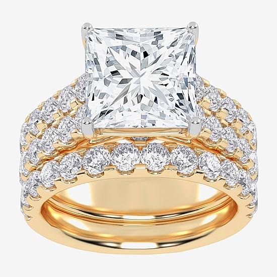 (G-H / Vs2-Si1) Womens 6 CT. T.W. Lab Grown White Diamond 14K Gold Side Stone Bridal Set