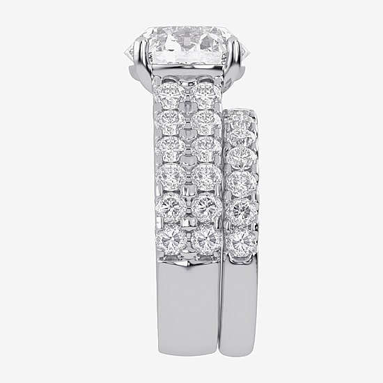 (G-H / Vs2-Si1) Womens 6 CT. T.W. Lab Grown White Diamond 14K Gold Side Stone Bridal Set