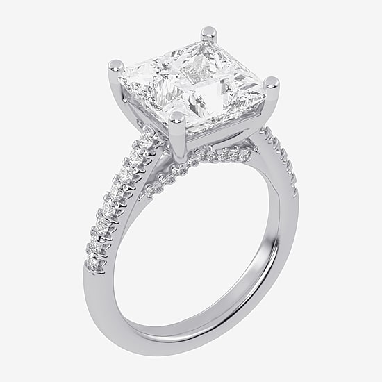 (G-H / Vs2-Si1) Womens 4 1/3 Ct. T.W. Lab Grown White Diamond 14K Gold Side Stone Engagement Ring