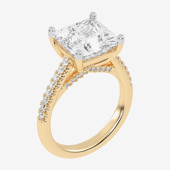 (G-H / Vs2-Si1) Womens 4 1/3 Ct. T.W. Lab Grown White Diamond 14K Gold Side Stone Engagement Ring