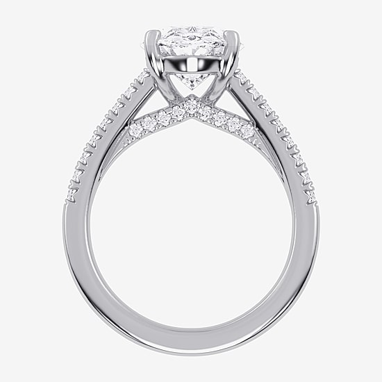 (G-H / Vs2-Si1) Womens 4 1/3 Ct. T.W. Lab Grown White Diamond 14K Gold Oval Side Stone Engagement Ring