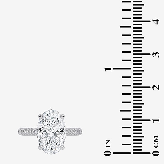 (G-H / Vs2-Si1) Womens 4 1/3 Ct. T.W. Lab Grown White Diamond 14K Gold Oval Side Stone Engagement Ring