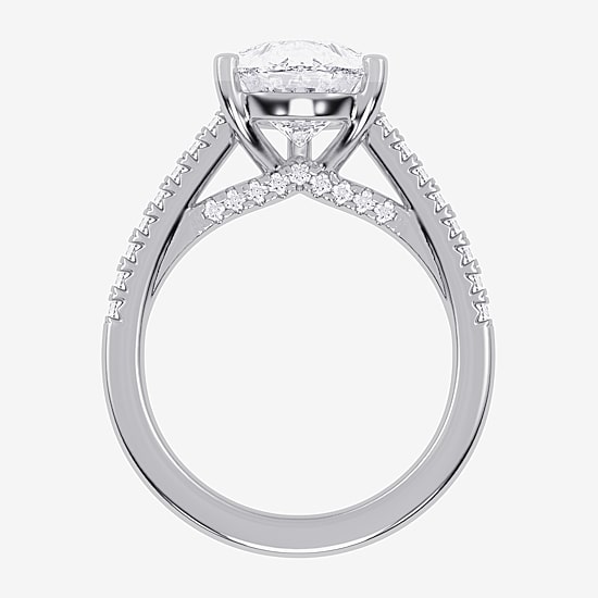 (G-H / Vs2-Si1) Womens 4 1/3 Ct. T.W. Lab Grown White Diamond 14K Gold Pear Side Stone Engagement Ring